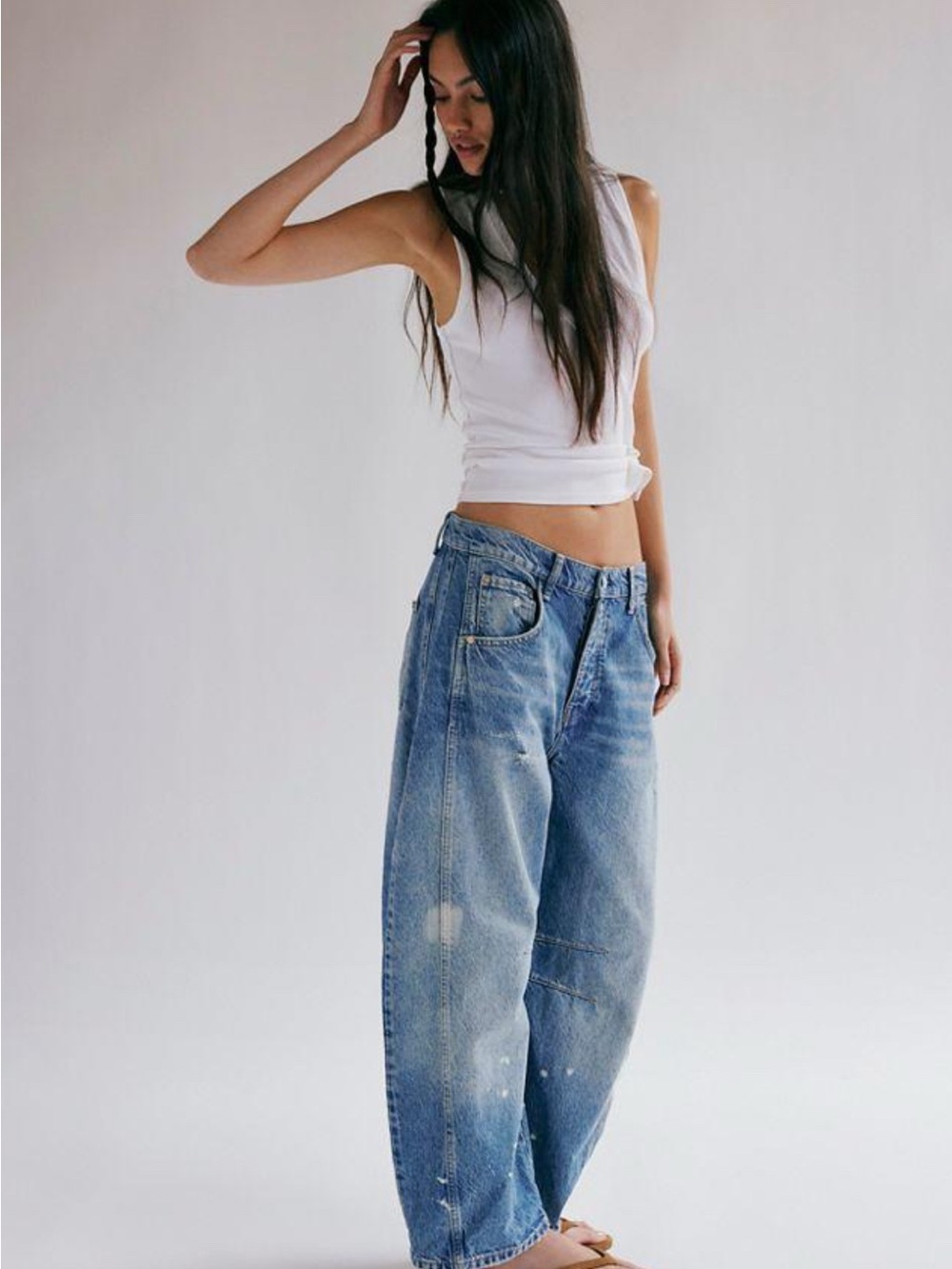 We The Free Good Luck Mid-Rise Barrel Jeans Ultra Light Beam